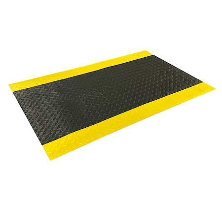 Crown Matting Technologies Antifatigue Mat, 5' L x 3' W, 3/8" Thickness, PVC Foam, Black/Yellow SE 3835YD